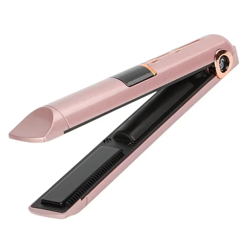 Portable USB Rechargeable Hair Straightener with Power Bank Lock System Travel Flat Irons Wireless Straightening Hair Curler