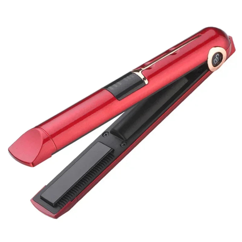 Portable USB Rechargeable Hair Straightener with Power Bank Lock System Travel Flat Irons Wireless Straightening Hair Curler