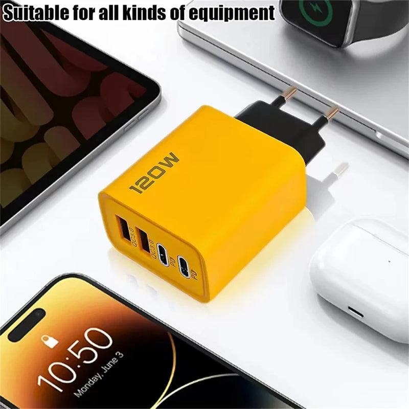 4 Ports USB C PD Charger Quick Charge 3.0 Type C USB Phone Charger Wall Travel Fast Charging Adapter for Mobile Phone US EU Plug