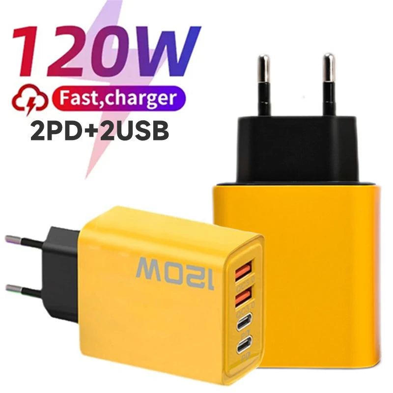4 Ports USB C PD Charger Quick Charge 3.0 Type C USB Phone Charger Wall Travel Fast Charging Adapter for Mobile Phone US EU Plug