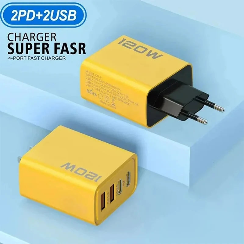 4 Ports USB C PD Charger Quick Charge 3.0 Type C USB Phone Charger Wall Travel Fast Charging Adapter for Mobile Phone US EU Plug