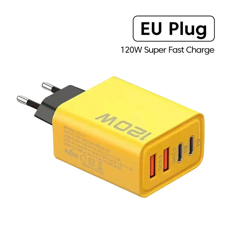 4 Ports USB C PD Charger Quick Charge 3.0 Type C USB Phone Charger Wall Travel Fast Charging Adapter for Mobile Phone US EU Plug