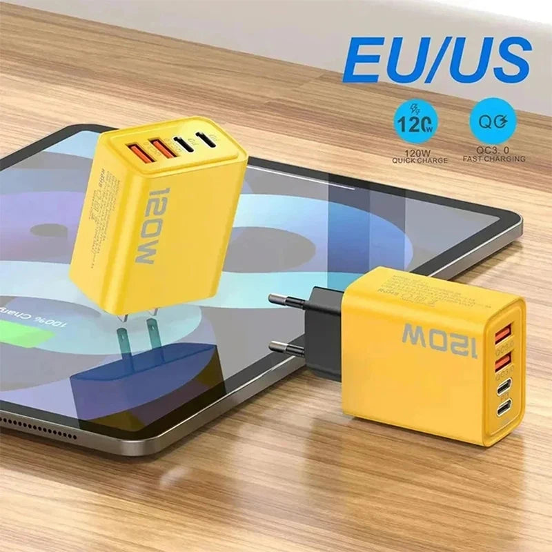 4 Ports USB C PD Charger Quick Charge 3.0 Type C USB Phone Charger Wall Travel Fast Charging Adapter for Mobile Phone US EU Plug