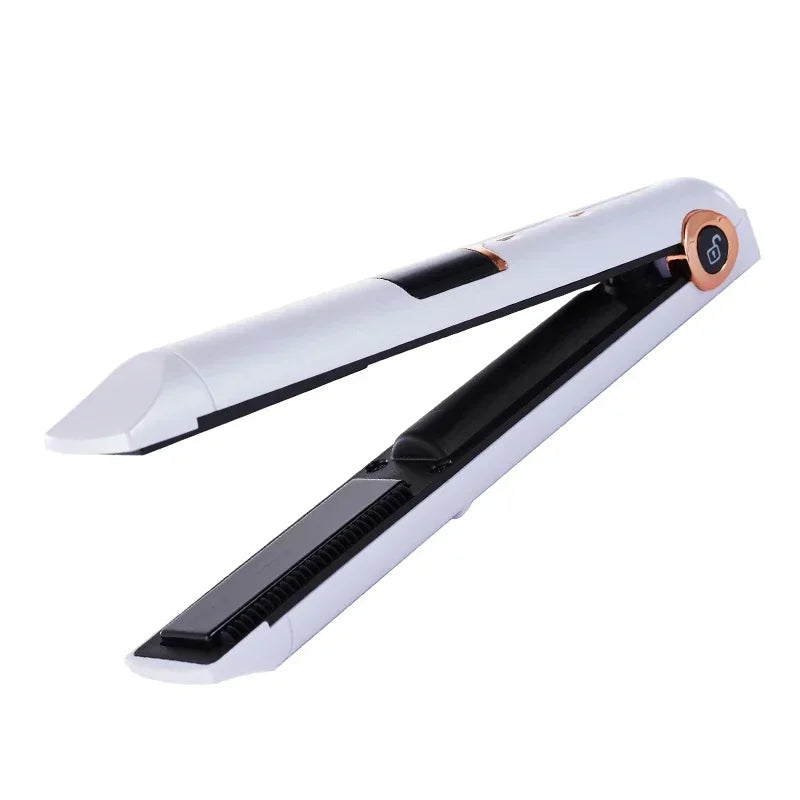 Portable USB Rechargeable Hair Straightener with Power Bank Lock System Travel Flat Irons Wireless Straightening Hair Curler
